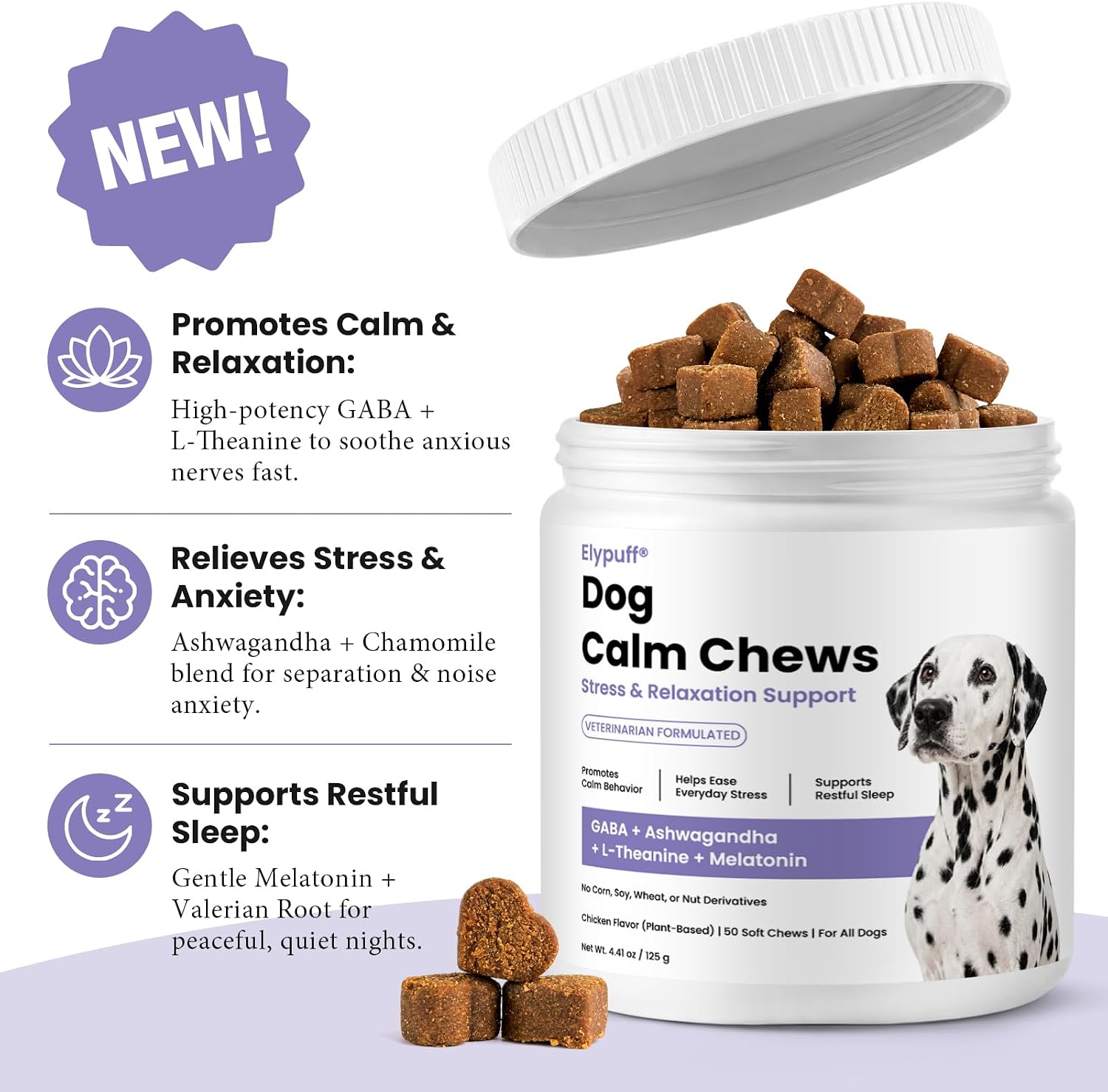 Calming Chews for Dogs - 50ct Dog Calming Chews Anxiety and Stress Relief - Image 2