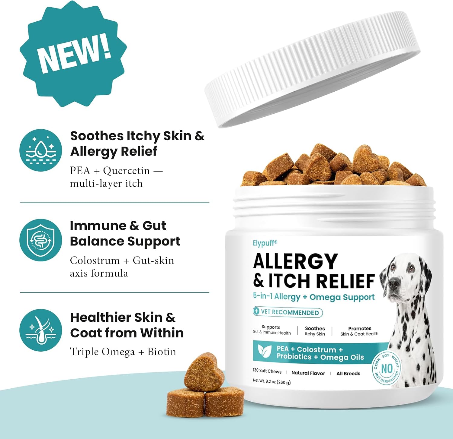 Dog Allergy Relief Immunity Chews (130Ct) - Itching & Paw Licking, Chicken - Image 3
